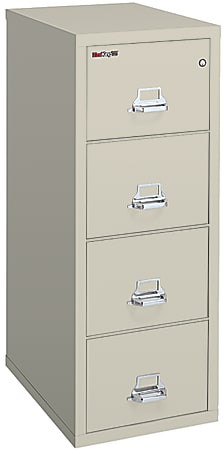 FireKing® 25"D Vertical 4-Drawer Letter-Size File Cabinet, Metal, Parchment, White Glove Delivery