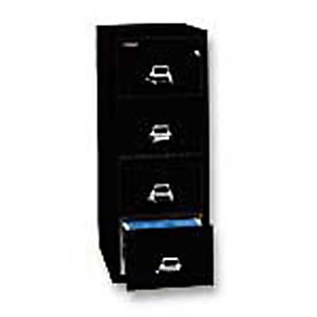 FireKing® 25"D Vertical 4-Drawer Letter-Size Fireproof File Cabinet, Metal, Black, White Glove Delivery