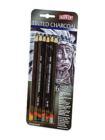 Derwent Tinted Charcoal Pencil Set 8 mm Assorted Colors Set Of 6 - Office  Depot