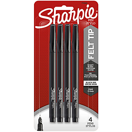 TUL Fine Liner Felt Tip Pens Ultra Fine 0.4 mm Silver Barrel Black Ink Pack  Of 4 Pens - Office Depot