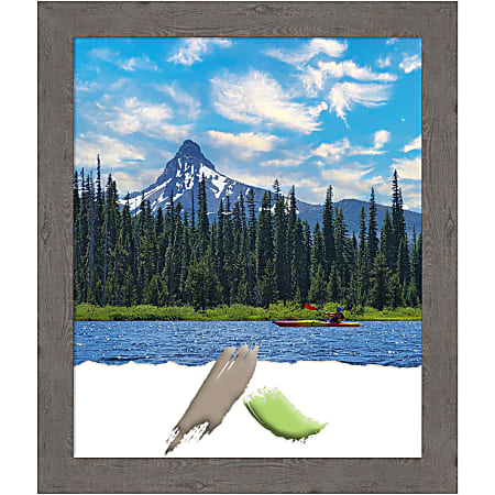 Amanti Art Picture Frame, 23" x 27", Matted For 20" x 24", Rustic Plank Gray Narrow