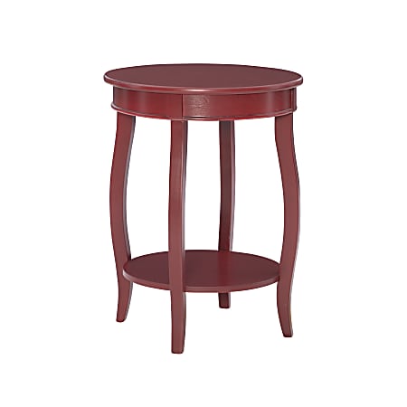 Powell Nora Round Side Table With Shelf, 24"H x 18"Dia., Red