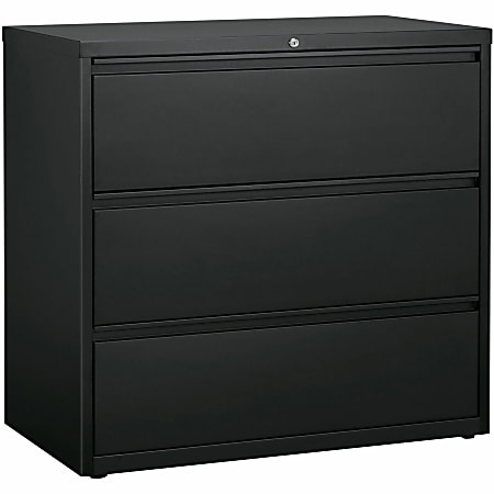Lorell® 42"W x 18-8/10"D Lateral 3-Drawer Hanging File Cabinet, Charcoal