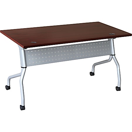 Lorell® Flip Top Training Table, 60"W, Mahogany/Silver