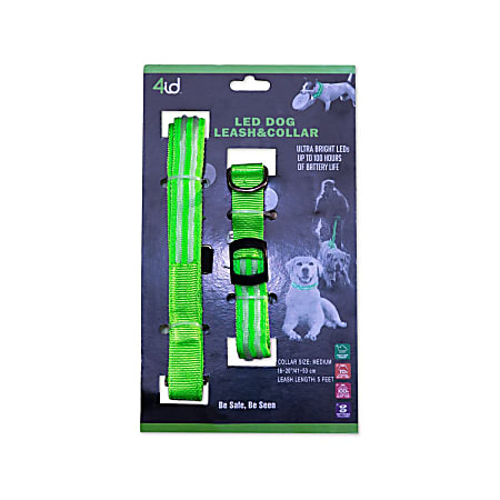 4ID LED Light-Up Leashes And Dog Collar, 5', Green
