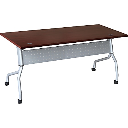 Lorell® Flip Top Training Table, 72"W, Mahogany/Silver