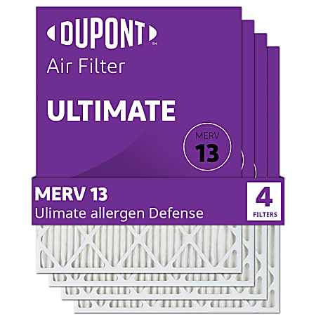 DuPont Ultimate Air Filters, 24-1/2" x 17-1/2" x 1", Pack Of 4 Filters
