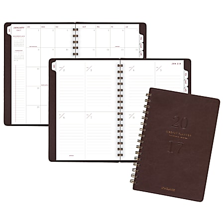 AT-A-GLANCE® Weekly/Monthly Planner, 6" x 8 3/4", Brown, January 2017–January 2018