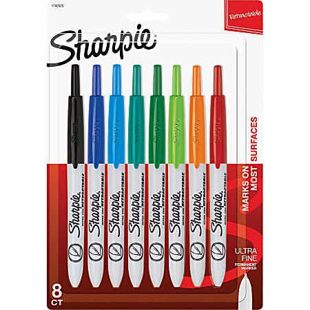 Sharpie Retractable Permanent Markers Fine Point Assorted Box Of 12 -  Office Depot