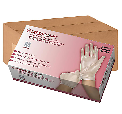 MediGuard® Select Synthetic Vinyl Exam Gloves, Medium, Clear, 150 Gloves Per Box, Case Of 10 Boxes