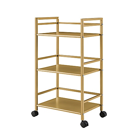Ameriwood™ Home Helix Rolling Utility Cart, 29-15/16”H x 16-13/16”W x 11-7/16”D, Gold