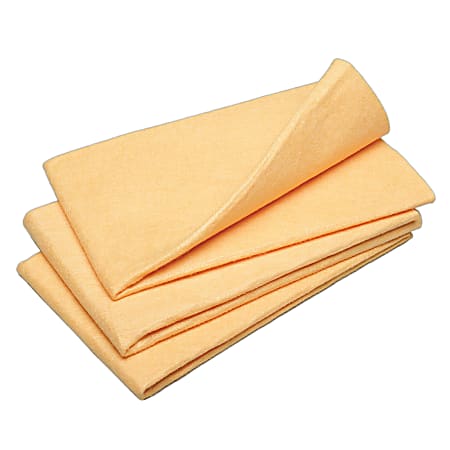 SKILCRAFT® Synthetic Shammy Cloths, 20" x 23", Orange,