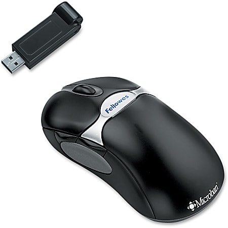 Fellowes® Cordless 5-Button Optical Mouse With Microban® Antimicrobial Protection, Black/Silver