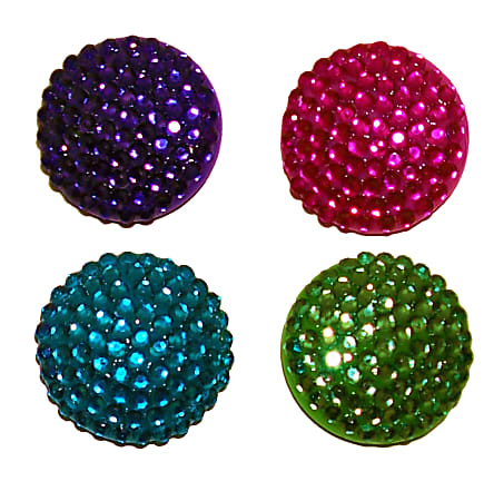 Inkology Glam Rocks Magnets, 1-1/4", Assorted Colors, 4 Magnets Per Pack, Box Of 6 Packs