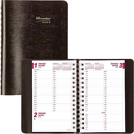 Brownline Soft Cover Daily Planner, 5" x 8", Black, January 2022 to December 2022