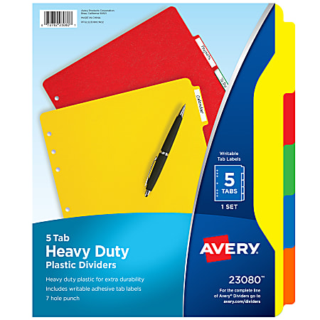 Avery® Heavy Duty Plastic Dividers With White Tab