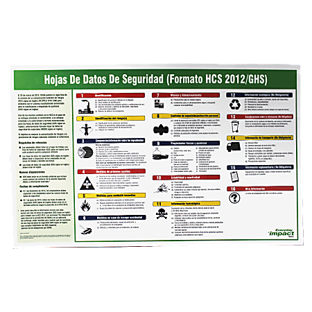 Impact Products Safety Data Sheet Poster, Spanish, 32" x 20"