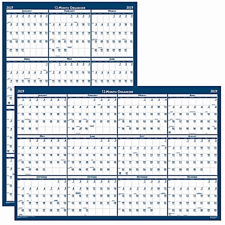 House of Doolittle Recycled Laminated Reversible Planner - Professional - Julian Dates - Monthly - 12 Month - January 2022 till December 2022 - 24" x 37" Blue/Gray Sheet - 1.25" x 1.63" , 1.38" Block - Blue, Gray - Paper - Laminated - 1 Each