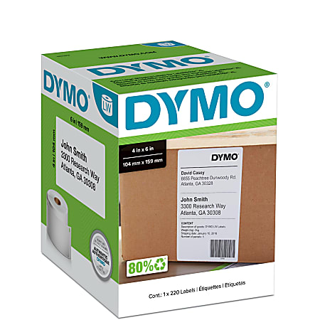 DYMO LabelWriter Shipping Labels For 4XL and 5XL Model 1951462 White 4 x 6  Roll Of 220 - Office Depot