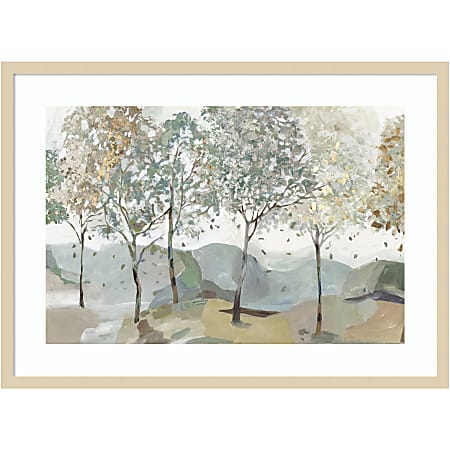 Amanti Art Breezy Landscape Trees I by Allison Pearce Wood Framed Wall Art Print, 24”H x 33"W, Natural