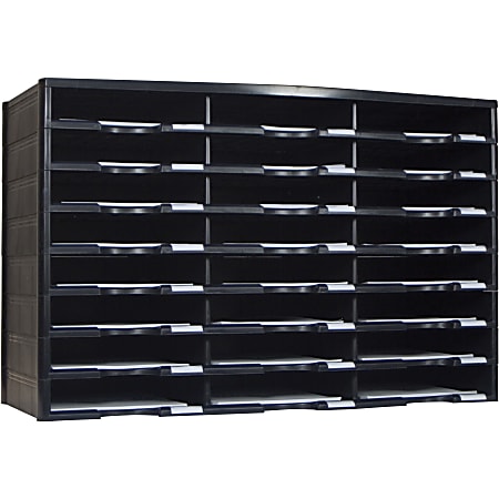 Storex Stackable Literature Sorter - 12000 x Sheet - 24 Compartment(s) - 9.50" x 12" - 20.5" Height x 14.1" Width31.4" Length - Black - Plastic, Polystyrene - 1 Each