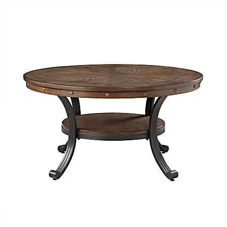 Powell Vinessa Round Coffee Table, 19"H x 36"W x 36"D, Rustic Umber/Brown