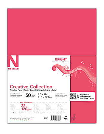 Neenah Bright Premium Card Stock Paper Letter Size 8 12 x 11 Pack