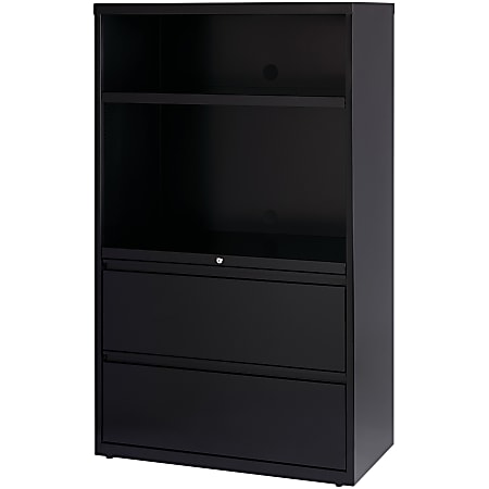 Lorell® Smart 36"W x 18-5/8"D Lateral 2-Drawer Combo File Cabinet, Black