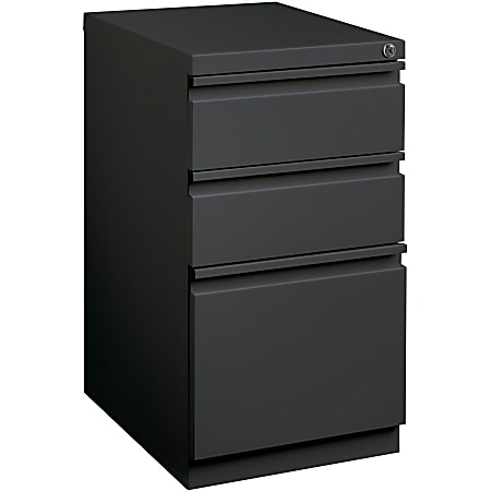 Lorell® 19-7/8"D Vertical 3-Drawer Mobile Pedestal File Cabinet, Metal, Charcoal