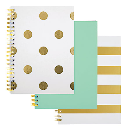 Divoga® Gold Struck Personal Size Notebook, 5" x 7", College Ruled, Assorted Designs (No Design Choice), 80 Sheets