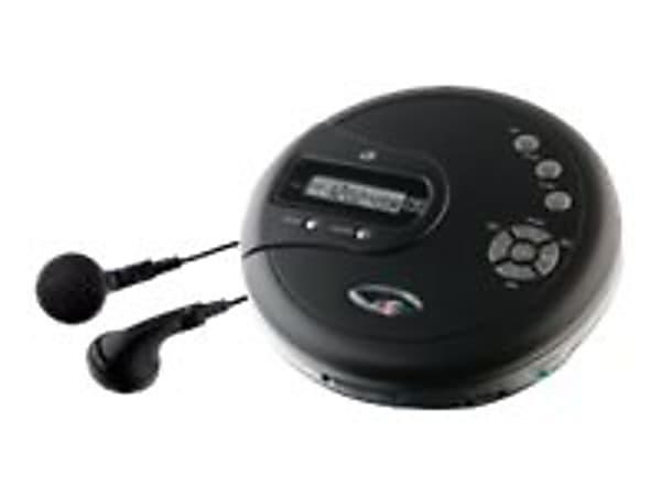 GPX PC332B Personal CD Player With FM Radio, 1.1"H x 5.51"W x 5.51"D, Black