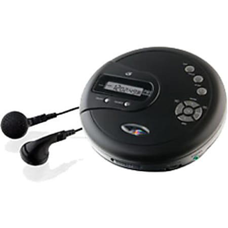 GPX PC332B Personal CD Player With FM Radio, 1.1"H x 5.51"W x 5.51"D, Black