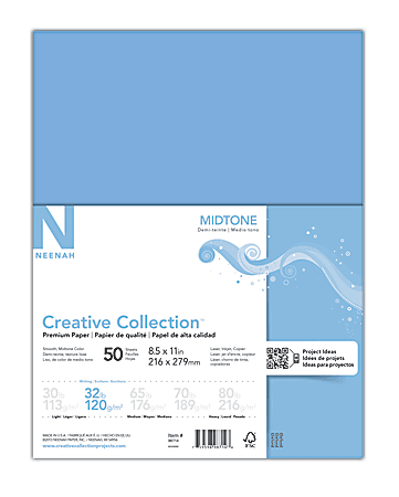 Neenah® Creative Collection™ Midtone Specialty Paper, Letter Size (8 1/2" x 11"), FSC® Certified, Blue, Pack Of 50 Sheets