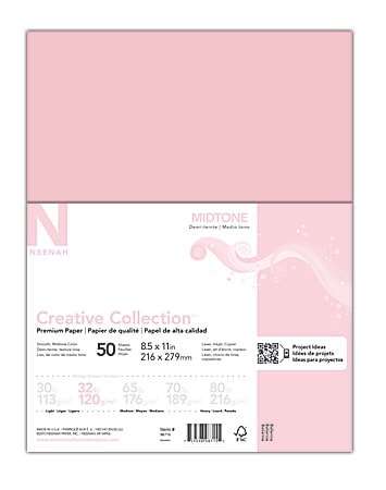 Neenah® Creative Collection™ Midtone Specialty Inkjet Paper, Pink, Letter Size (8 1/2" x 11"), Pack Of 50 Sheets, FSC® Certified