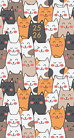 2025 Willow Creek Press 2-Year Monthly Checkbook/Calendar, 3-1/2” x 6-1/2, Purrfect (Cats), January 2025 To December 2026, 47095