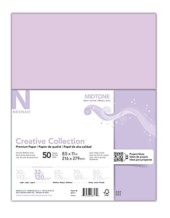 Neenah® Creative Collection™ Midtone Specialty Inkjet Paper, Purple, Letter Size (8 1/2" x 11"), Pack Of 50 Sheets, FSC® Certified