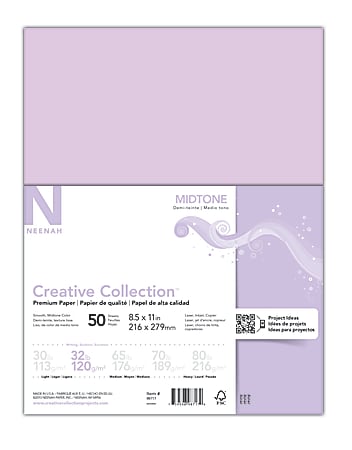 Neenah® Creative Collection™ Midtone Specialty Paper, Letter Size (8 1/2" x 11"), FSC® Certified, Purple, Pack Of 50 Sheets