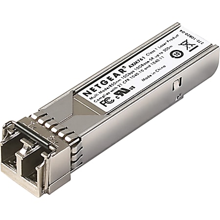 Netgear ProSafe AXM761 SFP+ Module - For Data Networking, Optical Network - 1 x LC Duplex 10GBase-SR Network - Optical Fiber - 62.5/125 µm, 50/125 µm - Multi-mode - 10 Gigabit Ethernet - 10GBase-SR1804.46 ft Maximum Distance - Hot-swappable