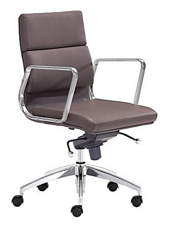Zuo Modern® Engineer Low-Back Office Chair, Espresso/Chrome