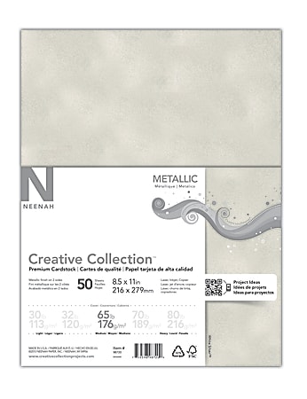 Creative Collection™ Metallic Specialty Card Stock, Letter Size (8 1/2" x 11"), White Silver, Pack Of 50 Sheets