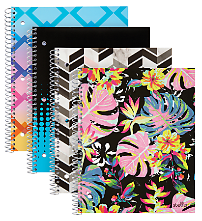 Office Depot© Brand Fashion Stellar Poly Notebook, 8" x 10 1/2", College Ruled, Perforated, Assorted Designs (No Design Choice), 80 Sheets