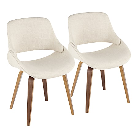 LumiSource Fabrico Dining Chairs, Walnut/Cream Noise, Set Of 2 Chairs