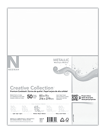 Neenah Creative Collection Metallic Specialty Card Stock Letter Size 8 12 x  11 White Gold Pack Of 50 Sheets - Office Depot