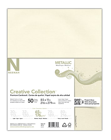 Neenah Creative Collection™ Metallic Specialty Card Stock, Letter Size (8 1/2" x 11"), Champagne Pearl, Pack Of 50 Sheets