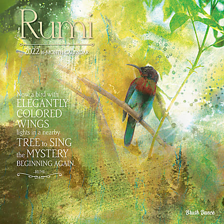 Brown Trout Monthly Inspirational Wall Calendar, 12" x 12", Rumi Poetry, January To December 2022