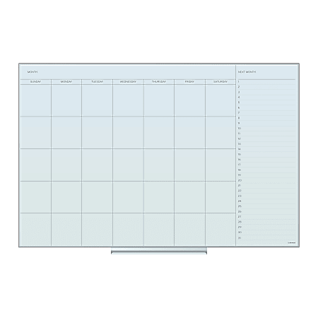 U Brands® Frameless Floating Non-Magnetic Glass Dry-Erase Monthly