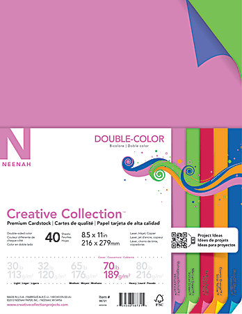 Neenah Creative Collection Double Color Textured Card Stock 8 12 x 11 70 lb  Assorted Colors Pack Of 40 - Office Depot