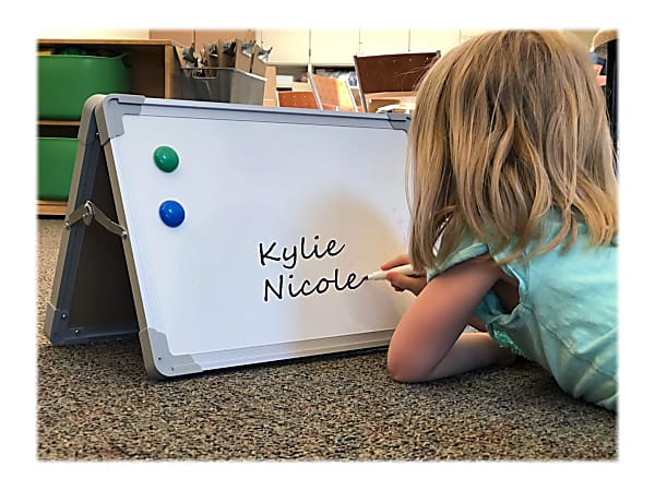Kids Magnetic Tabletop Dry Erase Board- 2 sided Easel