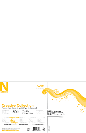 Neenah® Creative Collection™ Inkjet Or Laser Paper, Solar White, Ledger Size (11" x 17"), Pack Of 50 Sheets, FSC® Certified, 32 Lb, 94 Brightness