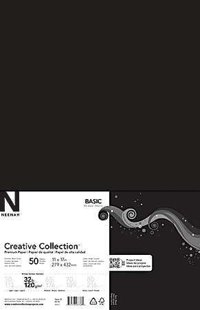 Neenah® Creative Collection™ Specialty Paper, Ledger Size (11" x 17"), Pack Of 50 Sheets, FSC® Certified, Eclipse Black